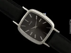 1970's Piaget Vintage Mens Large Watch with Award Winning Ultra Thin 9P Movement - 18K White Gold