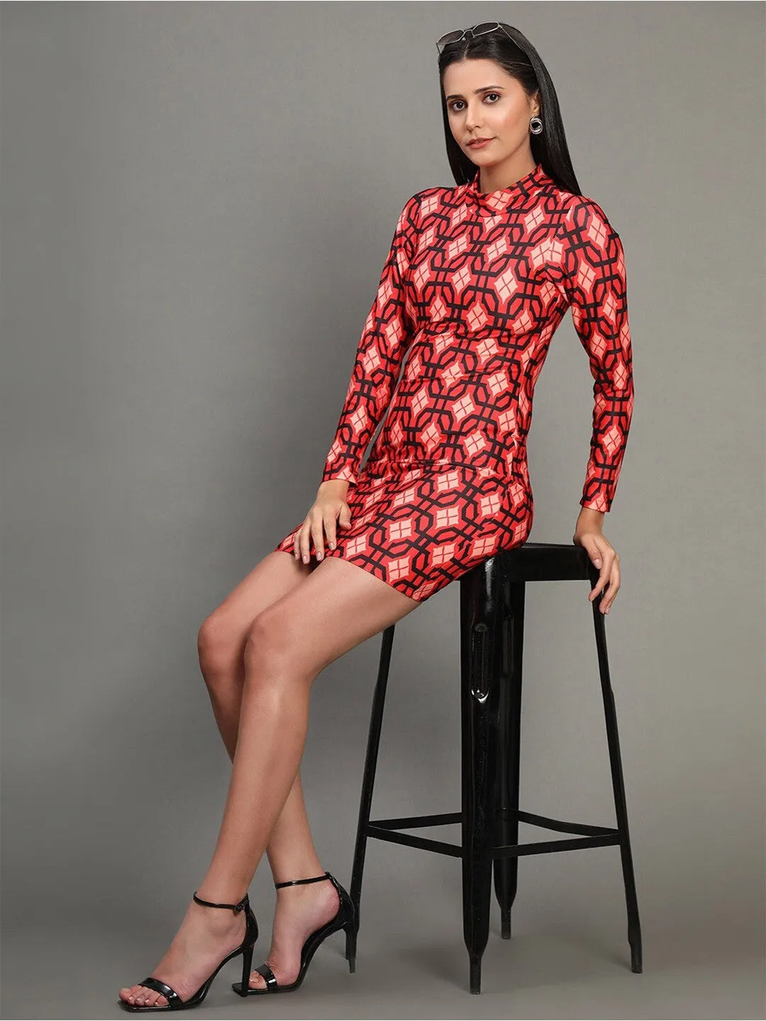 Abstract Blaze Bodycon Dress