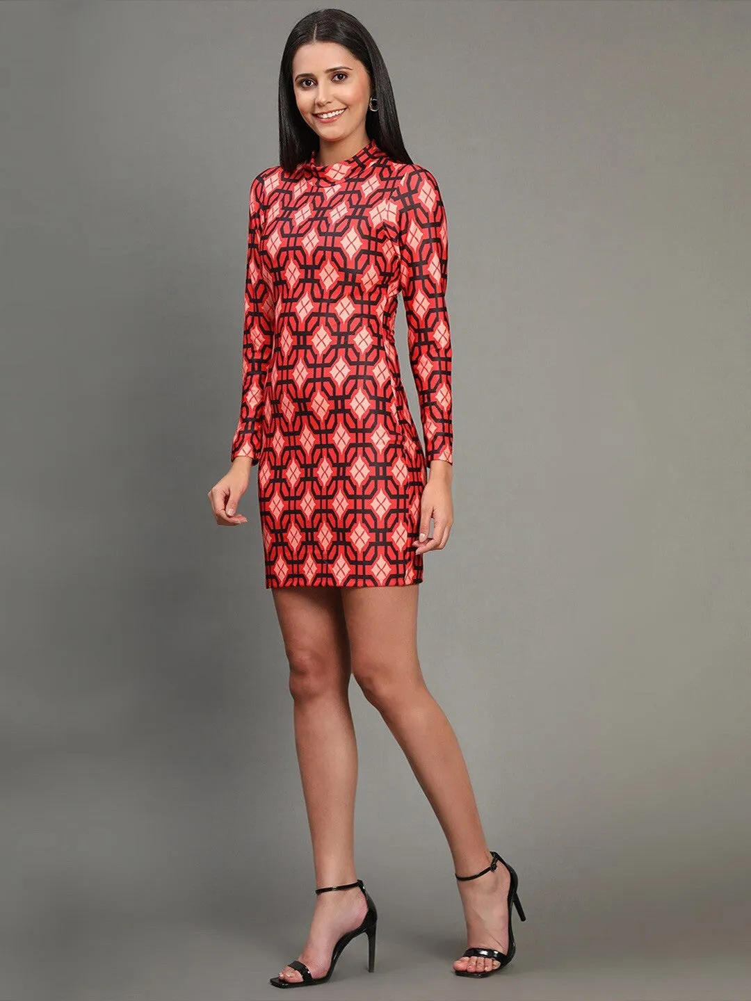 Abstract Blaze Bodycon Dress