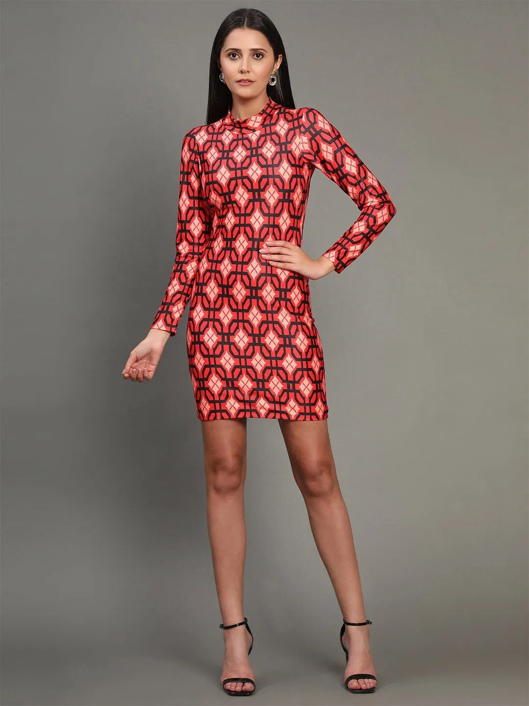 Abstract Blaze Bodycon Dress