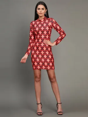Abstract Blaze Bodycon Dress