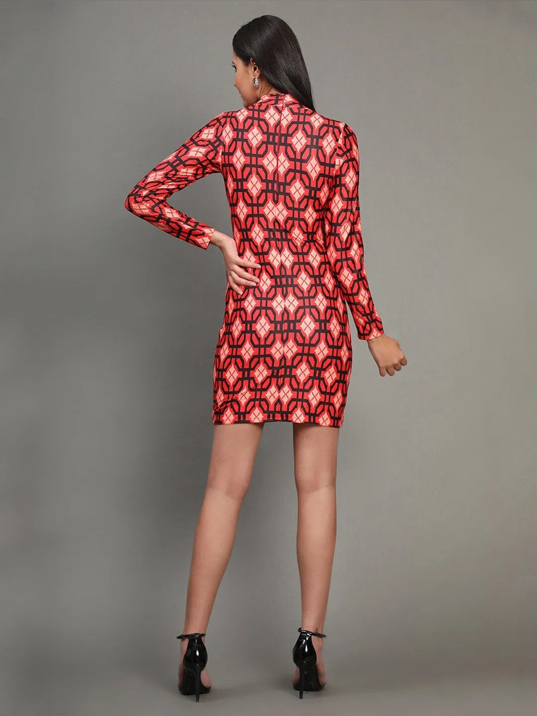Abstract Blaze Bodycon Dress