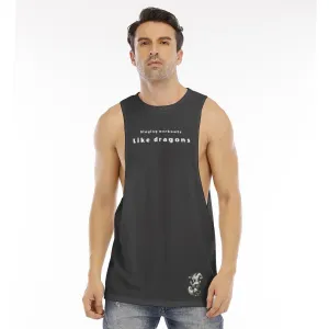 All-Over Print Men's O-neck Long Tank Top slaying workouts like dragons
