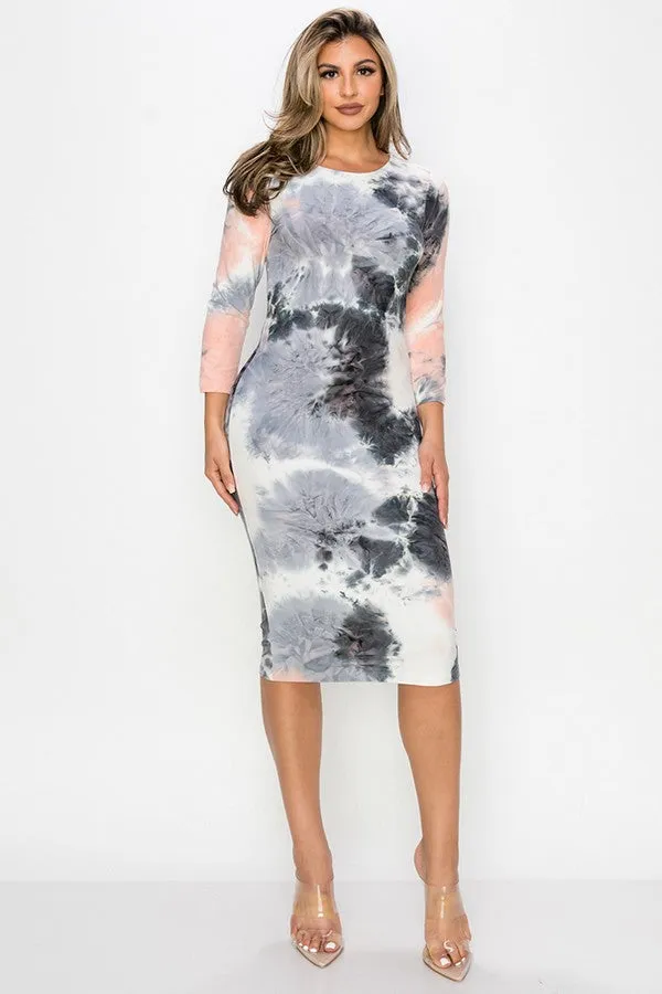 Amethyst Tie Dye Bodycon Midi Dress