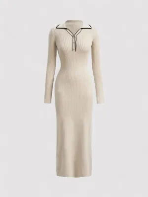 Ancien | Slim-Fit Bodycon Dress with Contrast Trim
