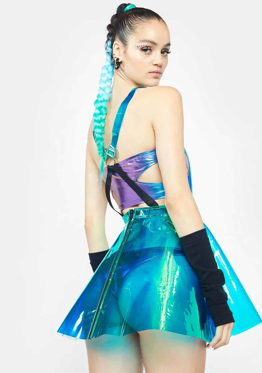 Aqua Gurl Hologram Overall Dress