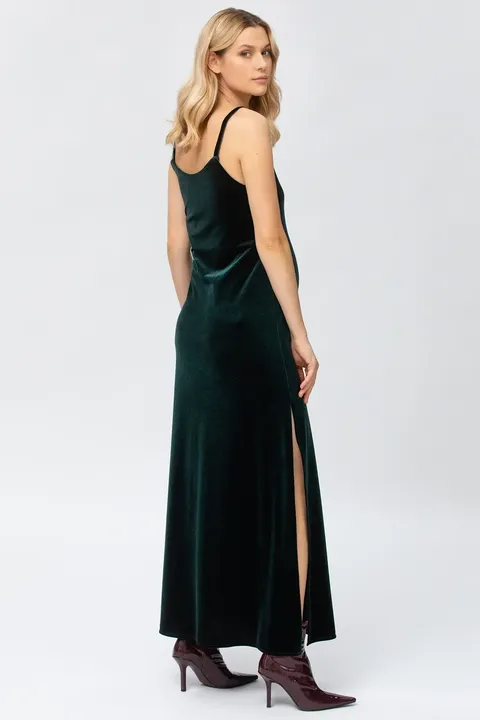 Auriga Green Maxi Maternity Dress with Side Slit