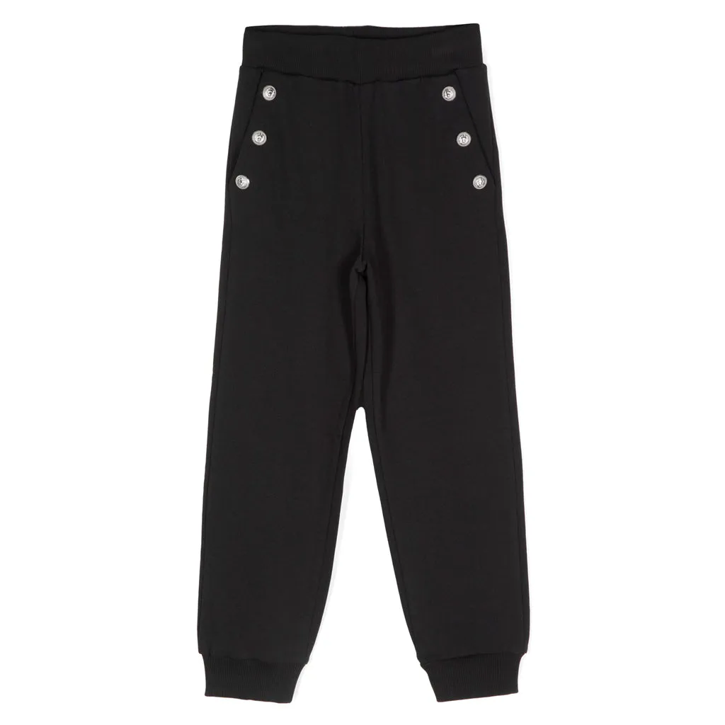 Balmain Kids Silver Tone Trim Cotton Trousers