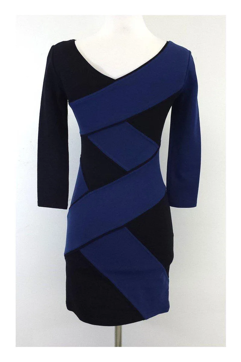 BCBG - Blue & Black Bodycon Dress Sz XS