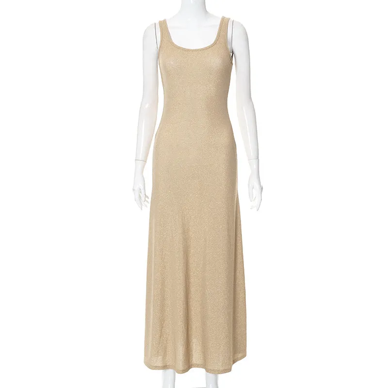 BerriesJam - Bright Silk Backless Sleeveless Evening Outfits Bodycon Dress