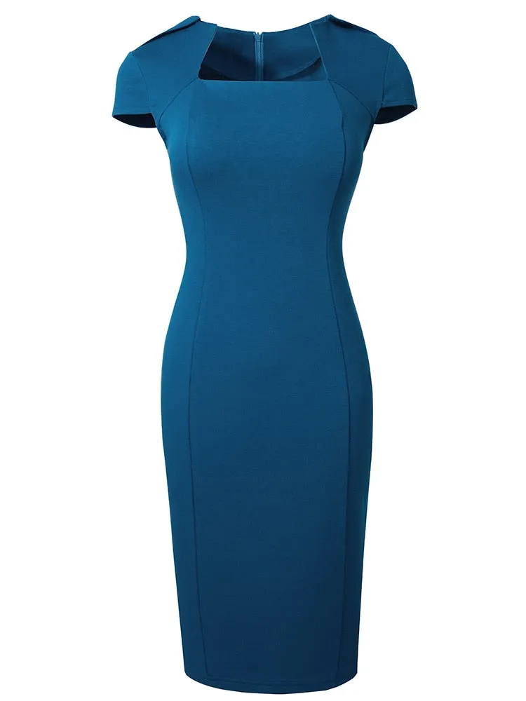 BerriesJam - Classy Square Collar Formal Business Bodycon Dress
