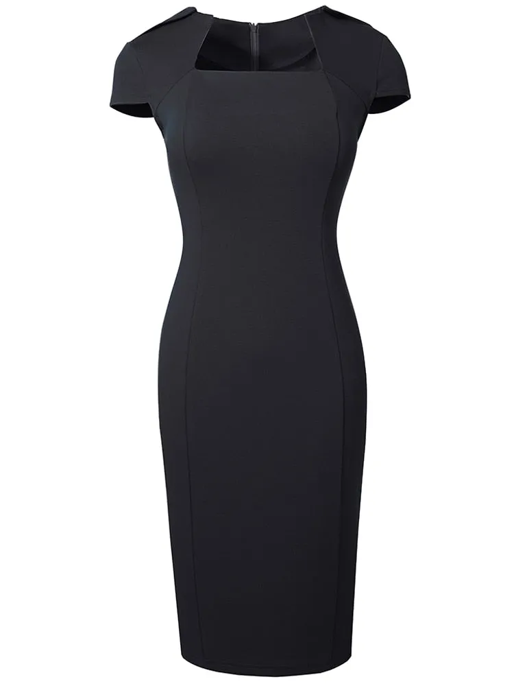 BerriesJam - Classy Square Collar Formal Business Bodycon Dress