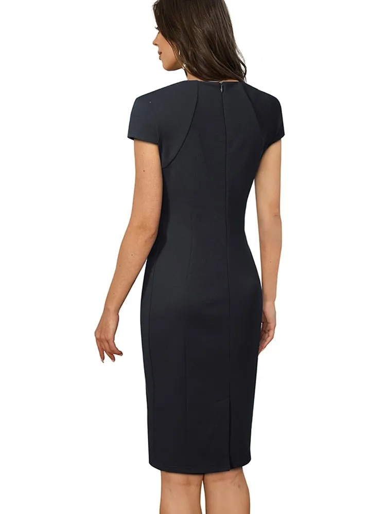 BerriesJam - Classy Square Collar Formal Business Bodycon Dress