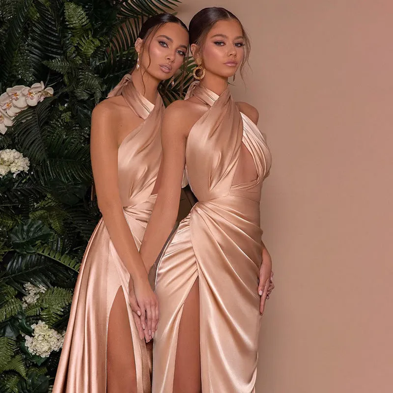 BerriesJam - Satin Elegant Hollow Out Backless Bodycon Midi Dress