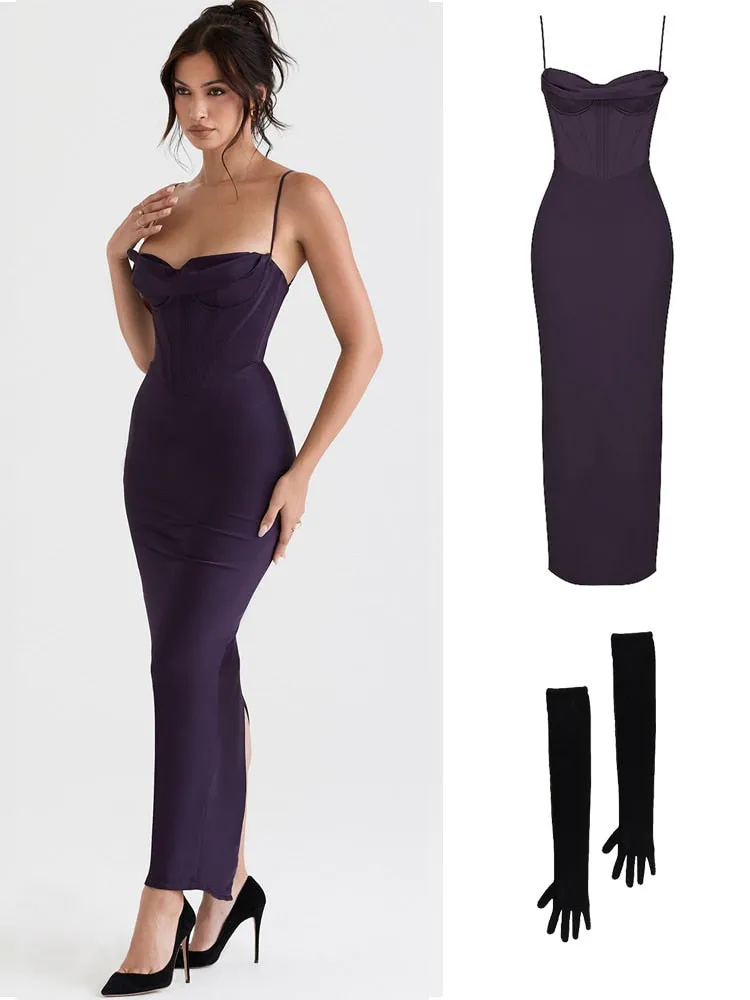 BerriesJam - Satin Maxi Bodycon Wedding Guest Dress
