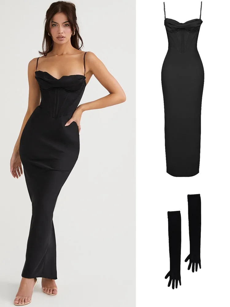 BerriesJam - Satin Maxi Bodycon Wedding Guest Dress