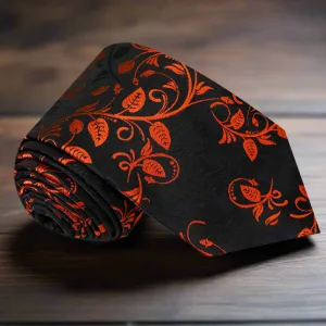 Black & Orange Copper Vines Necktie