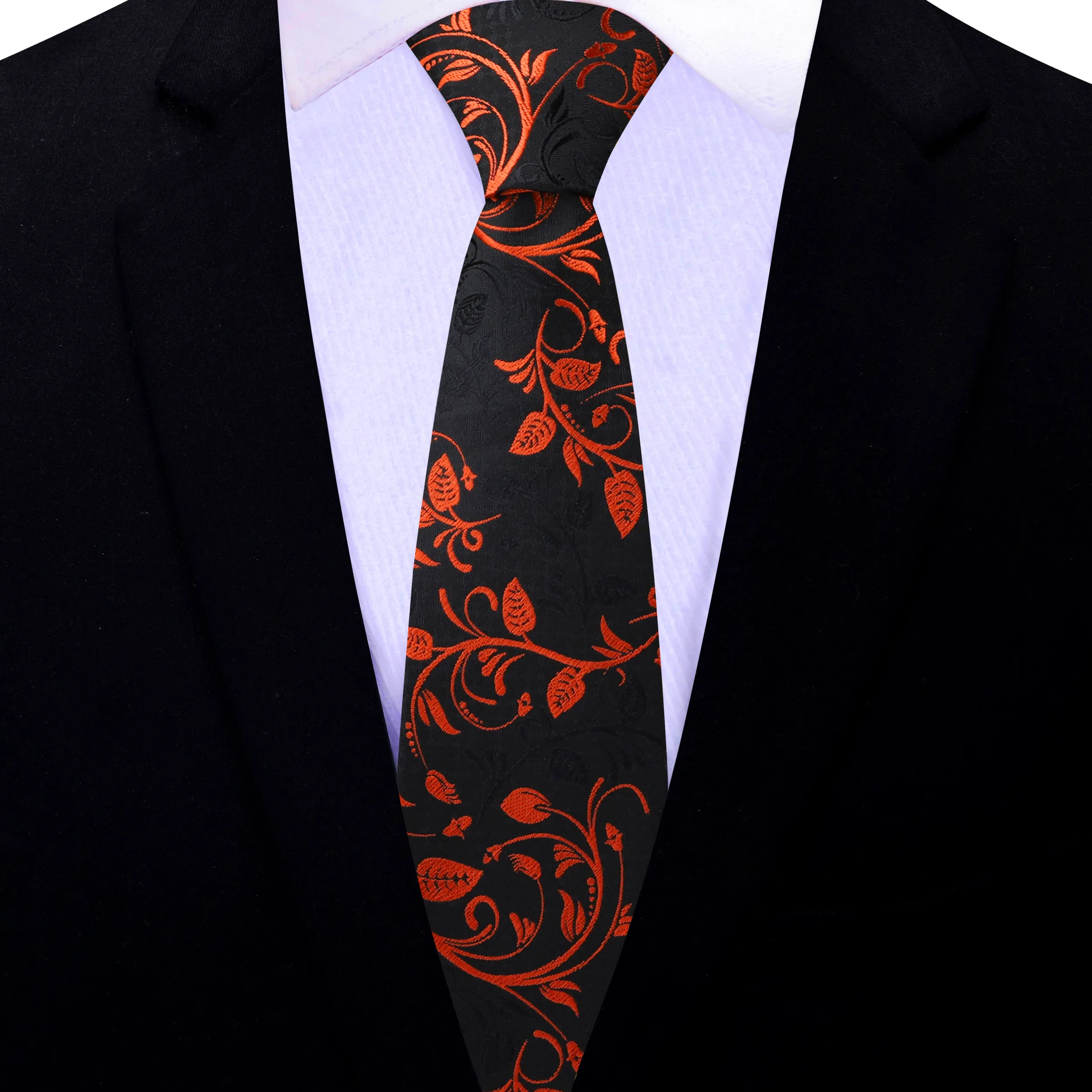 Black & Orange Copper Vines Necktie