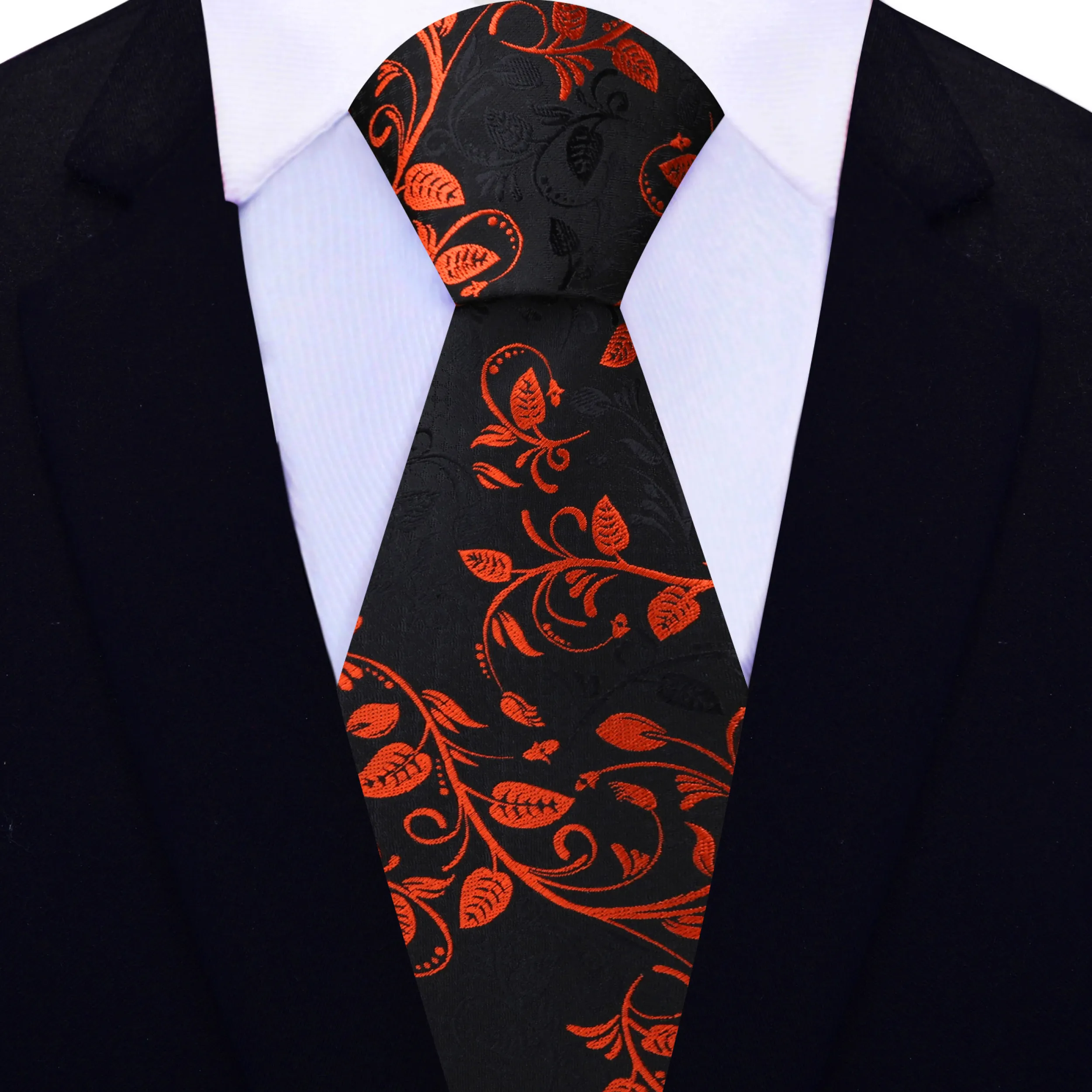 Black & Orange Copper Vines Necktie