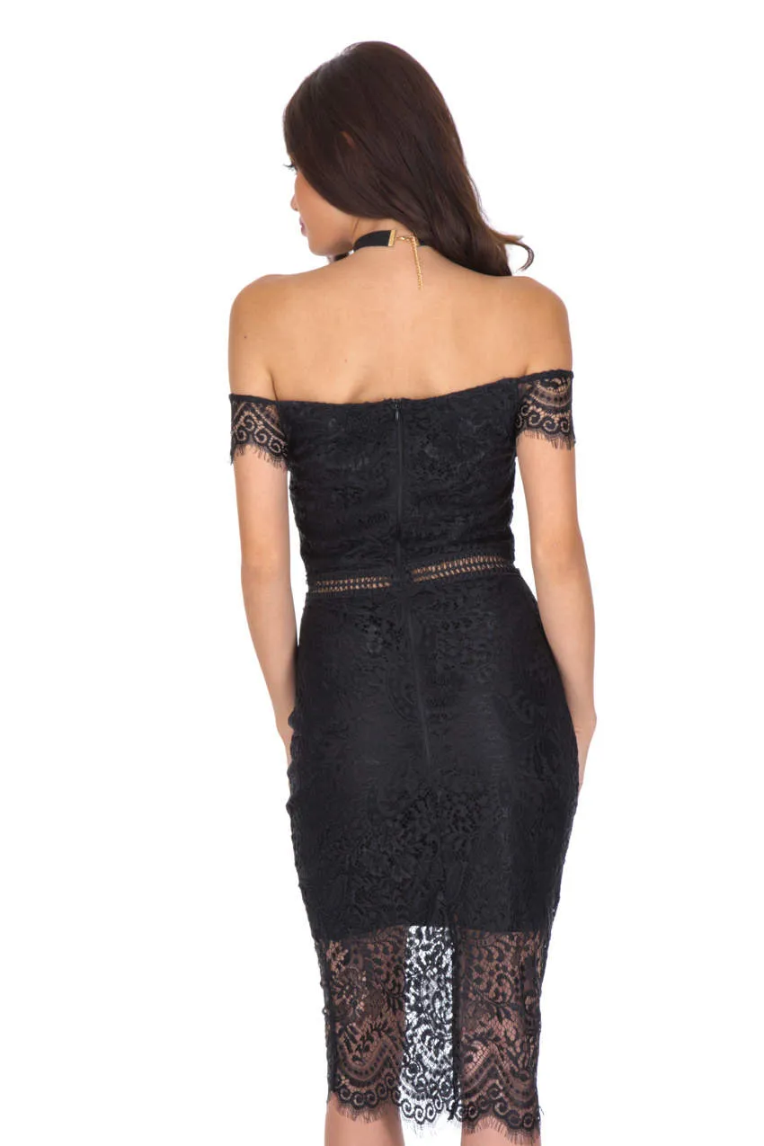 Black Lace Off The Shoulder Dress