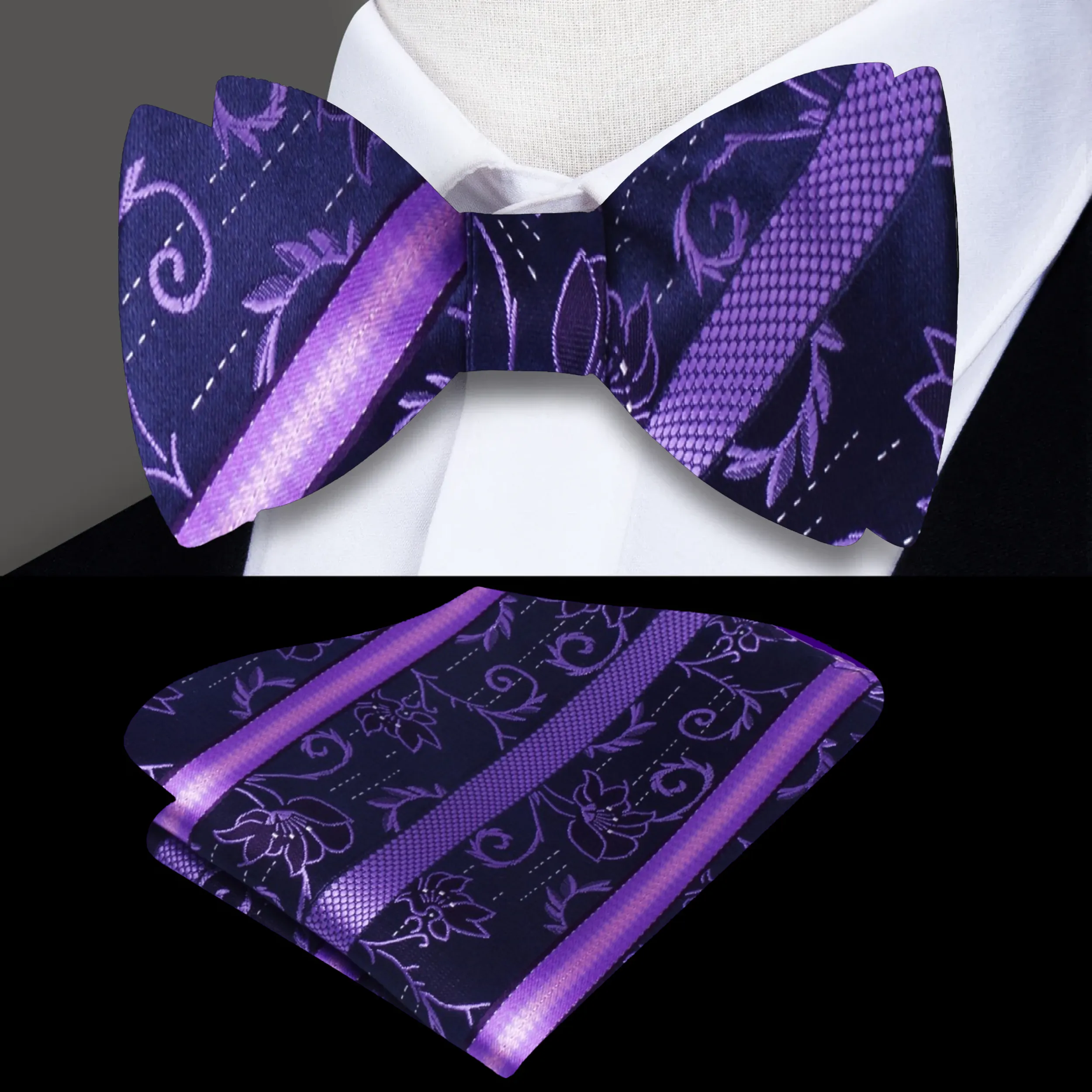 Blackberry Floral Bow Tie