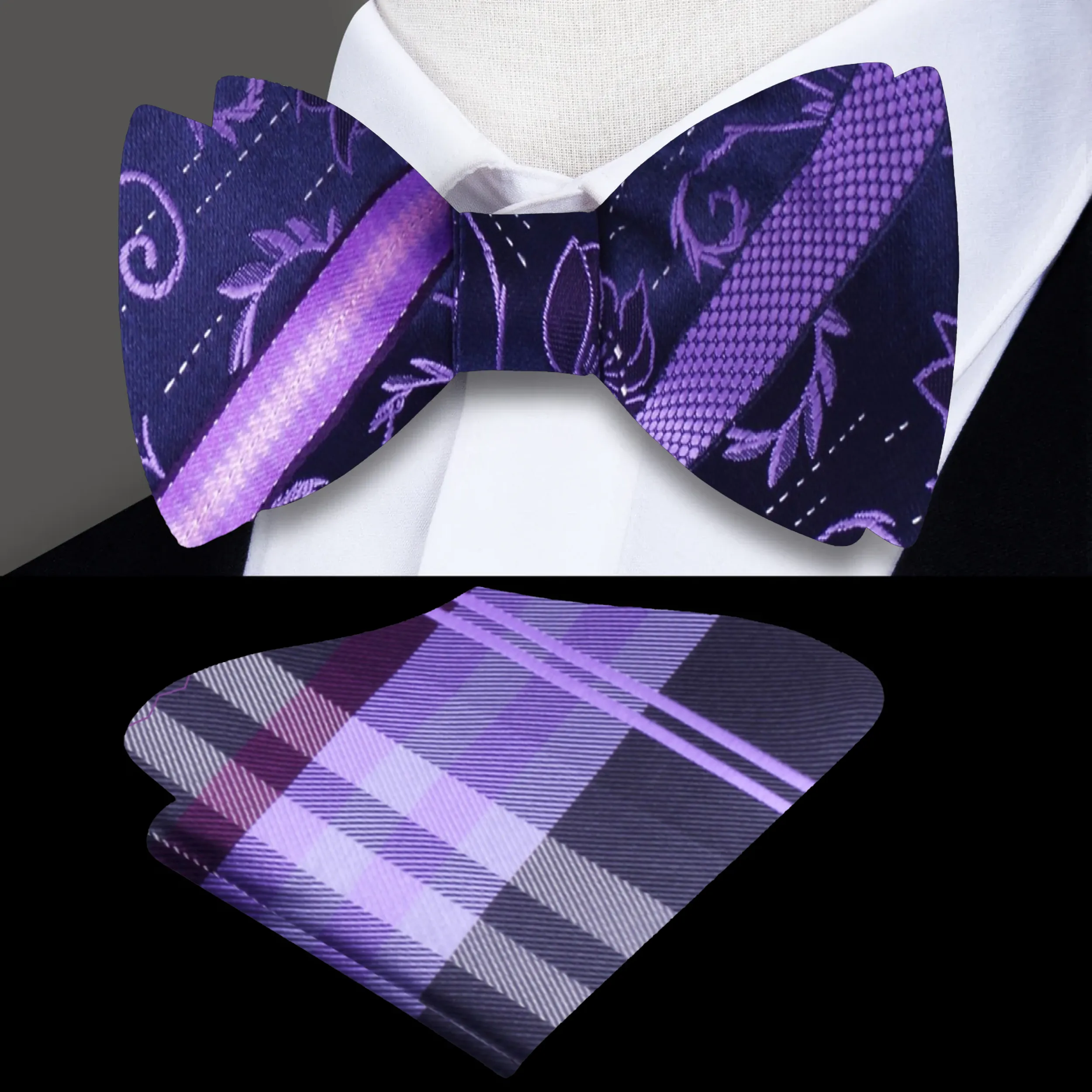 Blackberry Floral Bow Tie