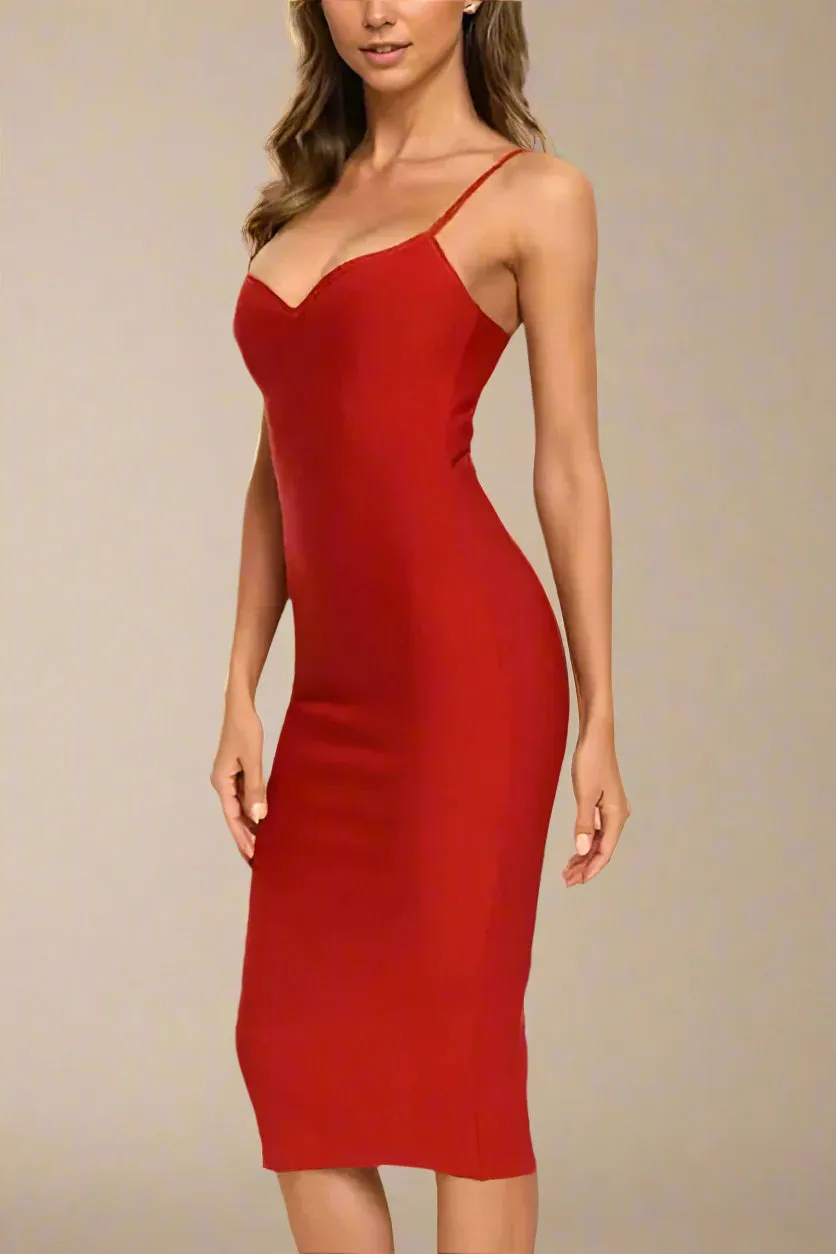 Blanche Bandage Midi Dress - Lipstick Red