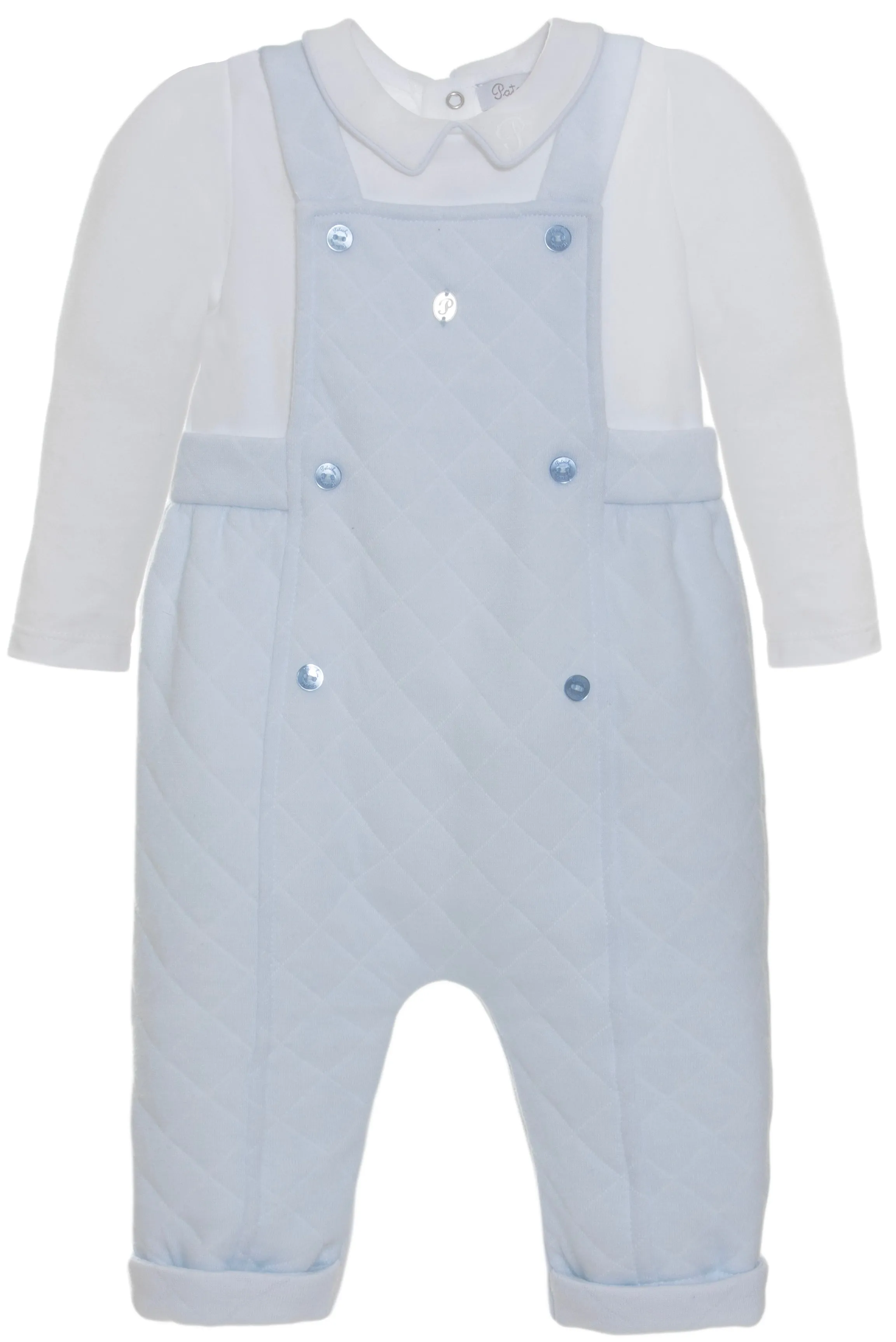 Blue Quilted Overall Set