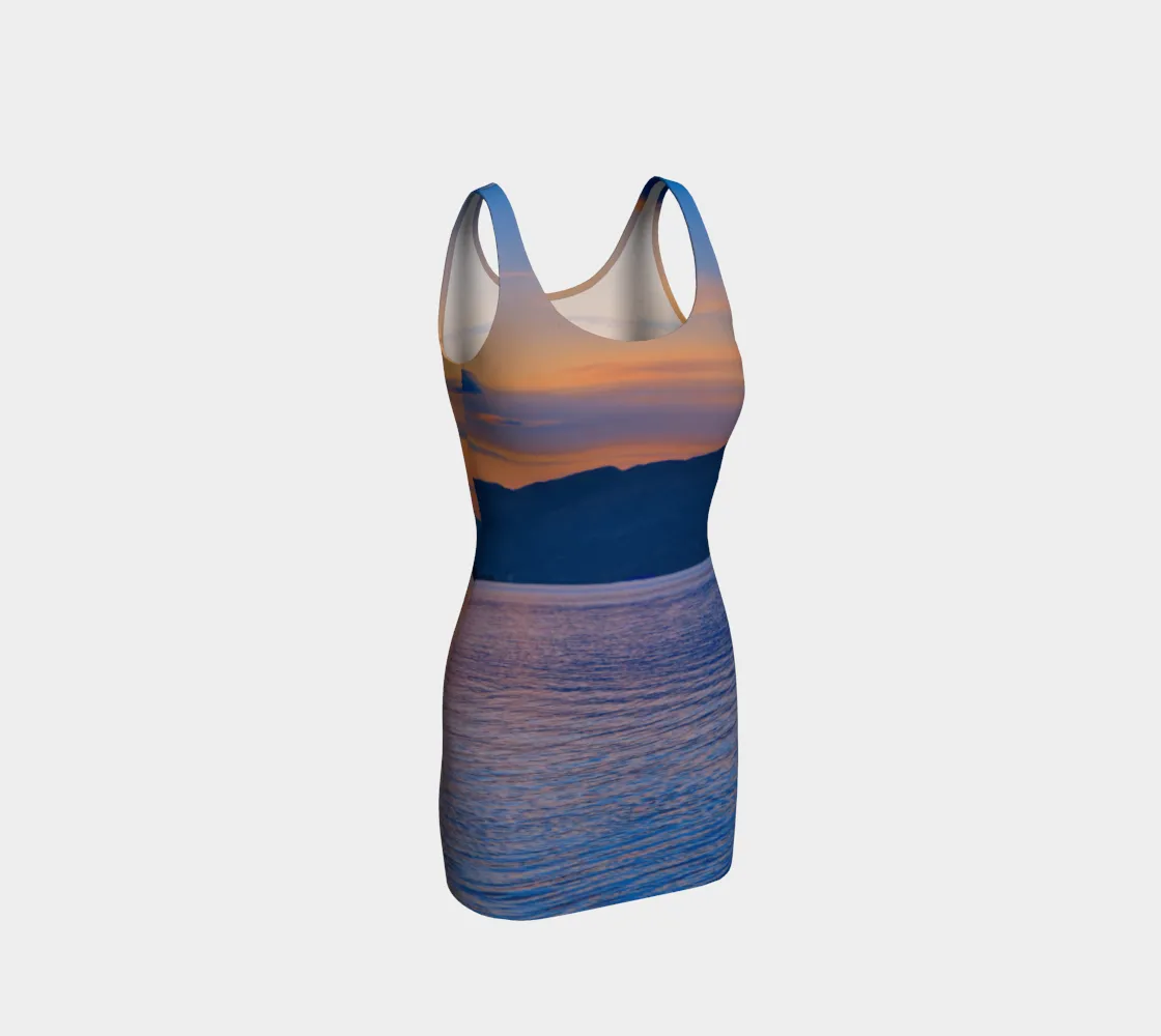 Bodycon Dress - Penticton Okanagan Lake Sunset