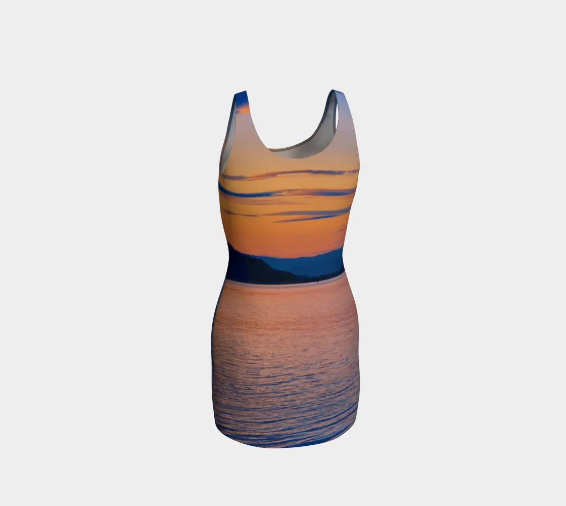 Bodycon Dress - Penticton Okanagan Lake Sunset