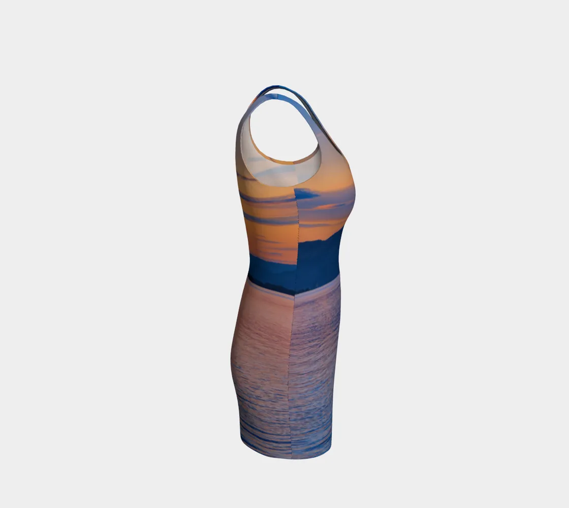 Bodycon Dress - Penticton Okanagan Lake Sunset