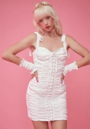 Bright Buds Ruched Mini Dress And Gloves Set