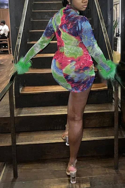 BZ315 Graphic Mini Dress