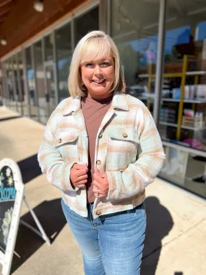 Calling Your Name Plus Size Pistachio Mix Plaid Shacket