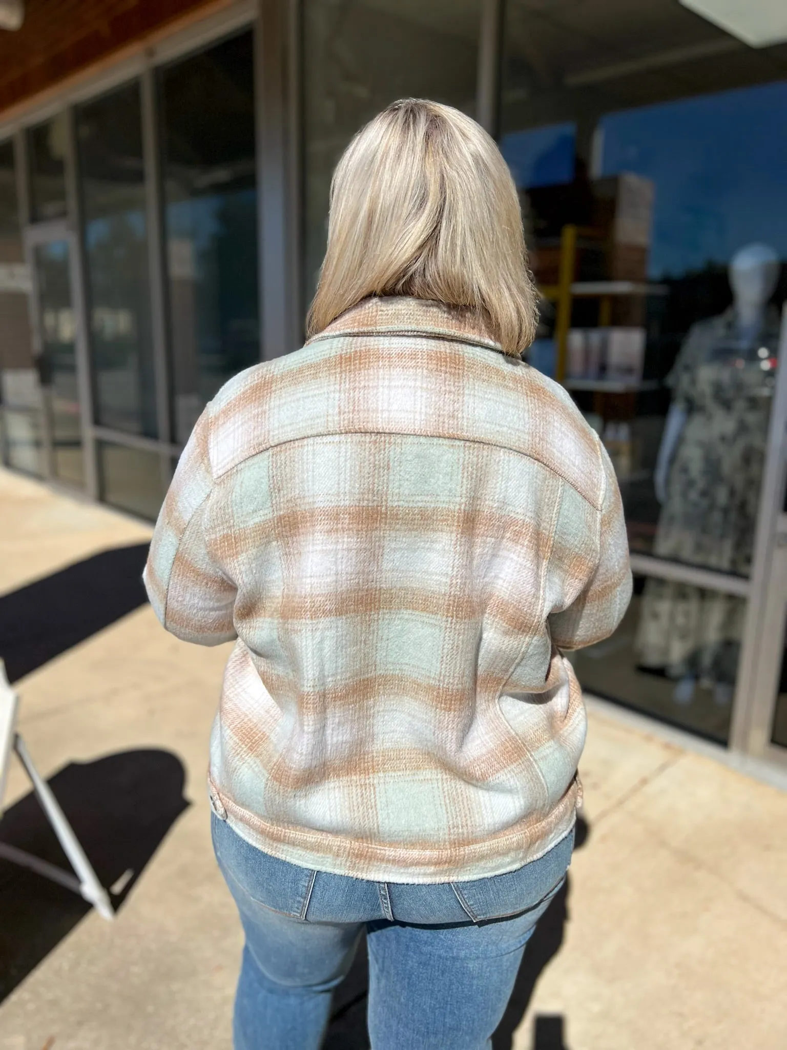 Calling Your Name Plus Size Pistachio Mix Plaid Shacket