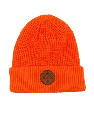 Camping Waffle Knit Cuffed Beanie In Orange | Orange