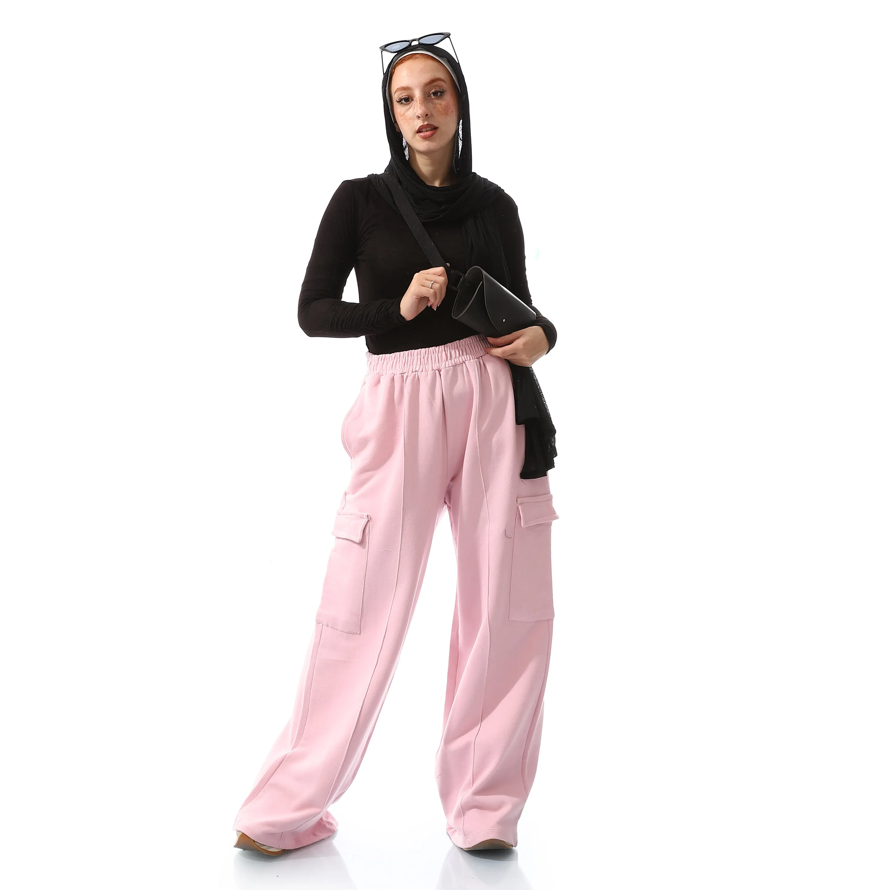 Cargo Wide Leg fit Rose Pink Sweatpants