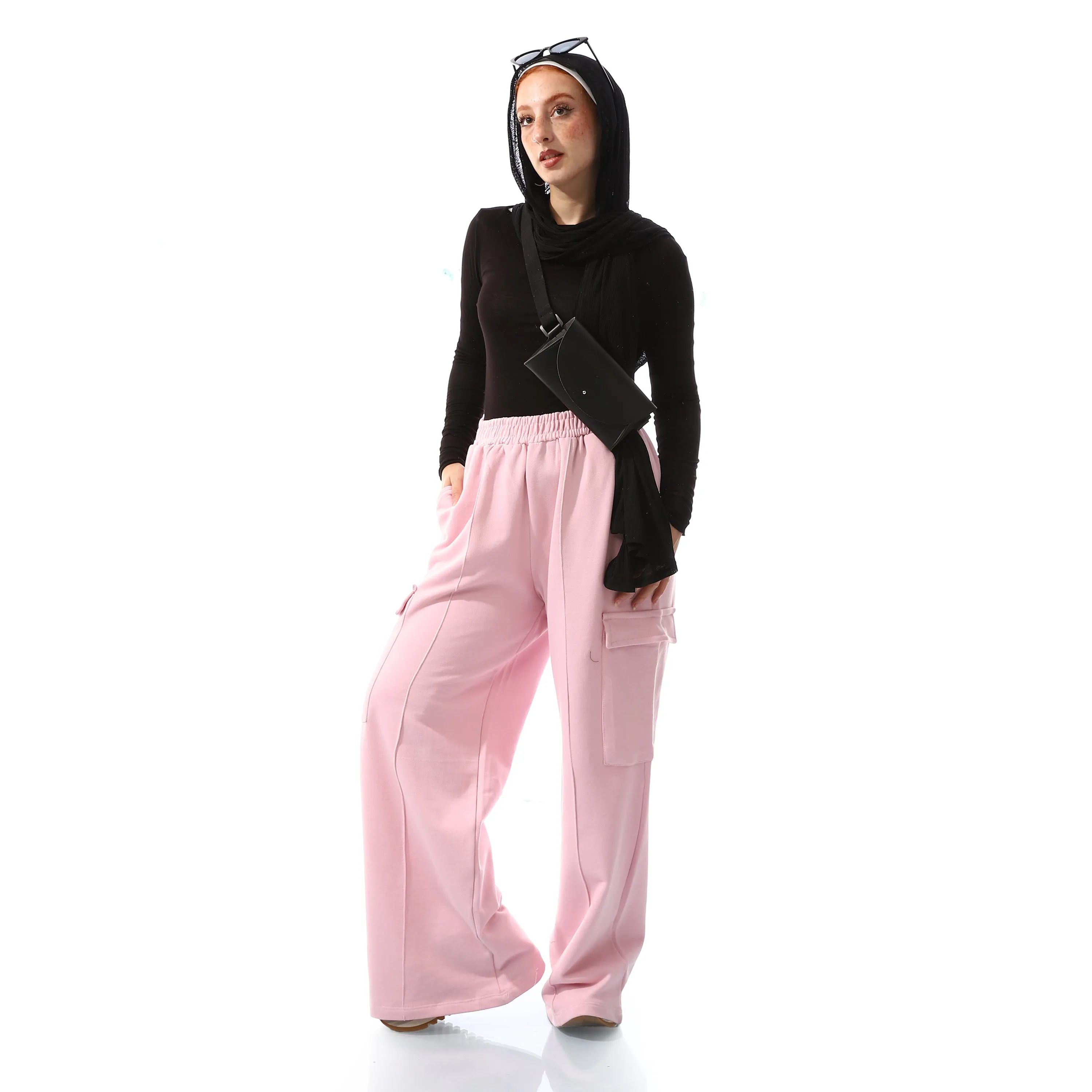 Cargo Wide Leg fit Rose Pink Sweatpants