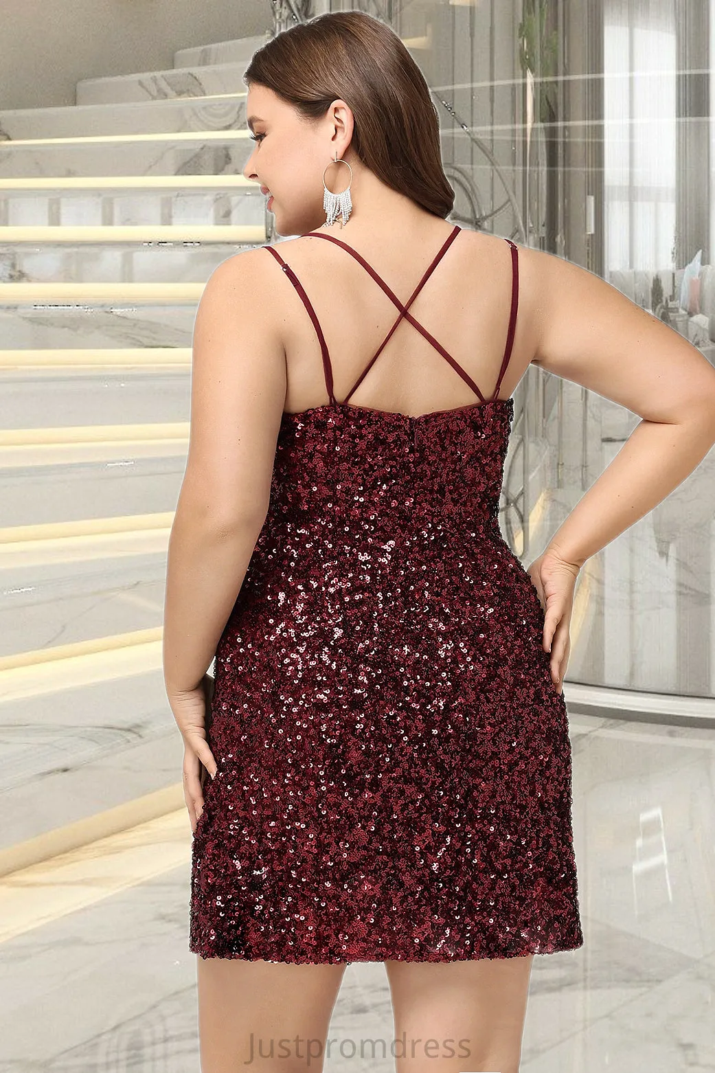 Carla Bodycon Scoop Short/Mini Sequin Homecoming Dress With Sequins HHP0020489
