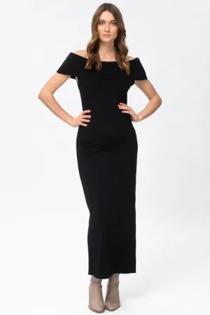 Cherie Black Maternity Bodycon Dress