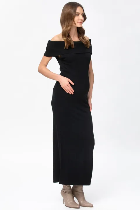 Cherie Black Maternity Bodycon Dress