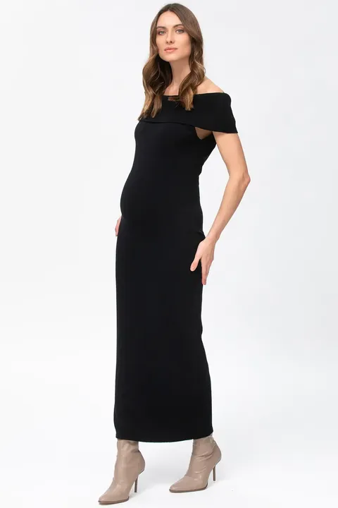 Cherie Black Maternity Bodycon Dress