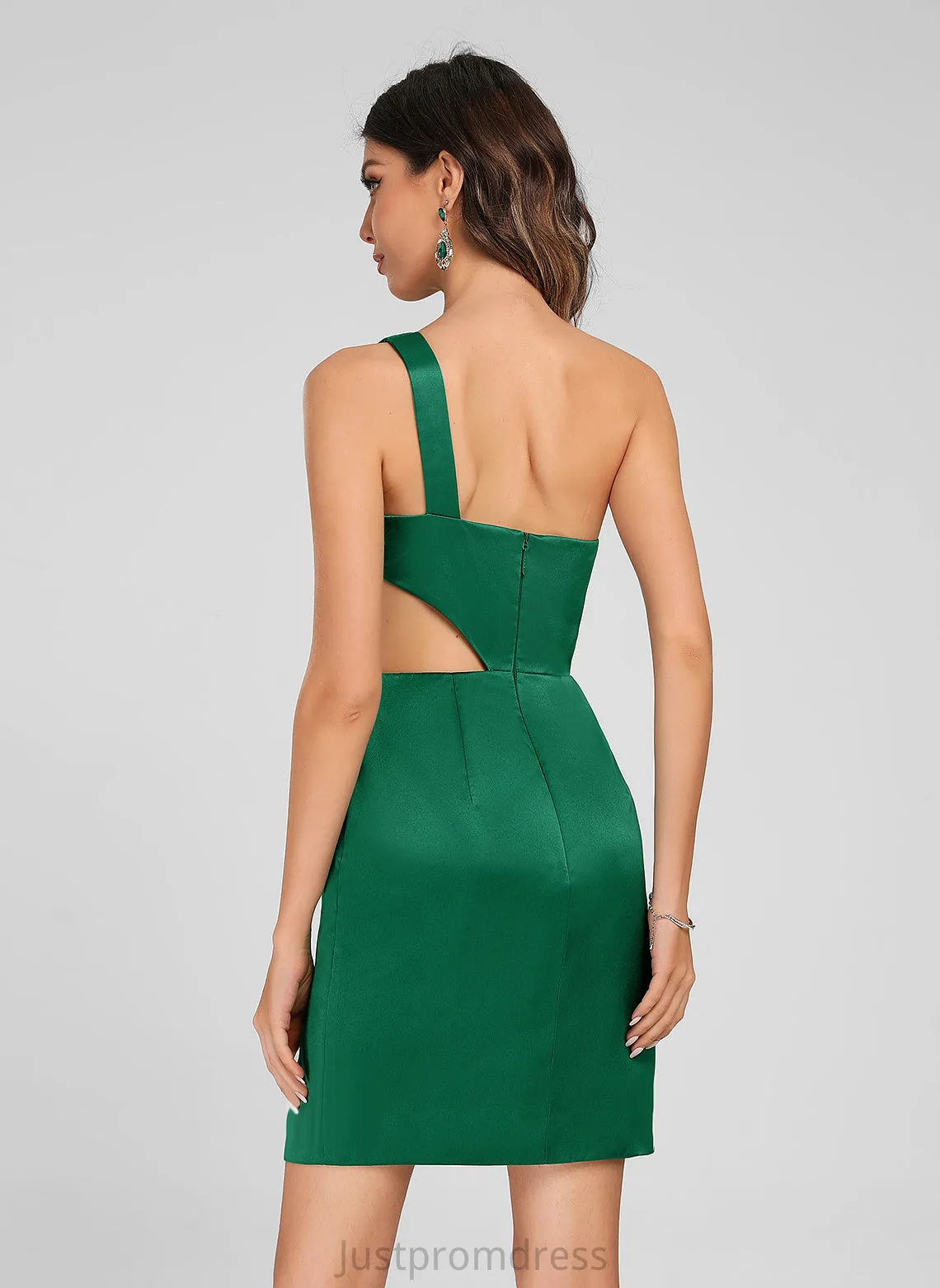 Club Dresses Short/Mini With Split Satin Homecoming One-Shoulder Dress Maria Bodycon Front