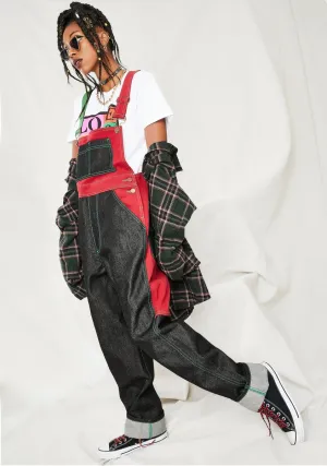 Color Block Denim Overall
