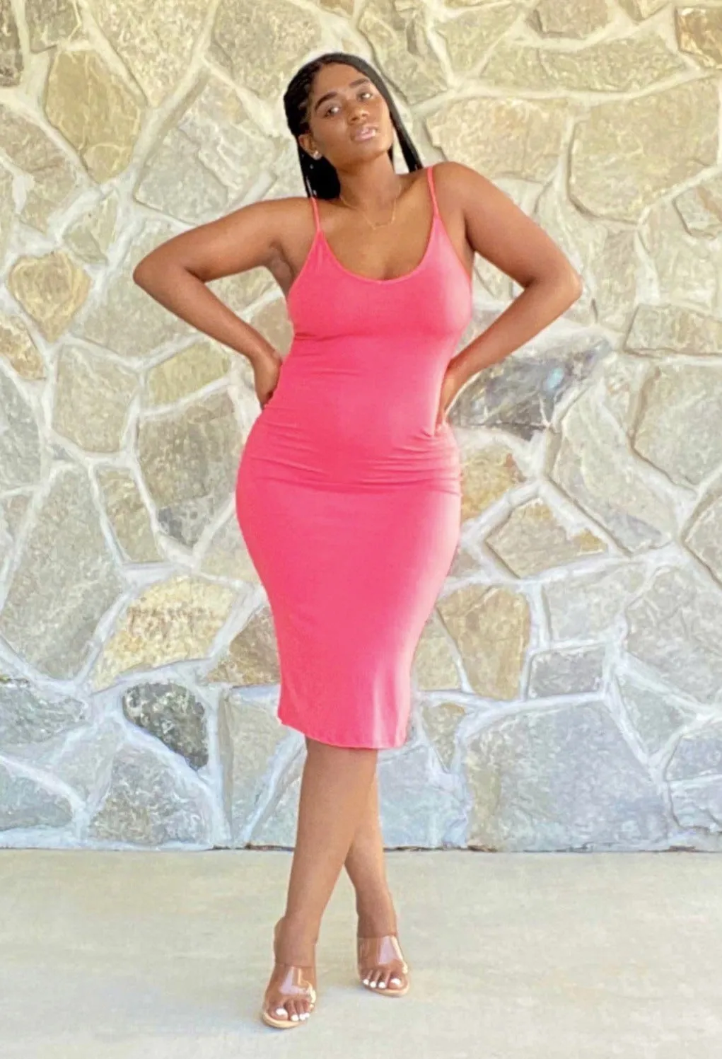 Coral Midi Dress