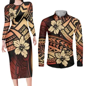 Couples Clothing Samoa Polynesian Floral Print