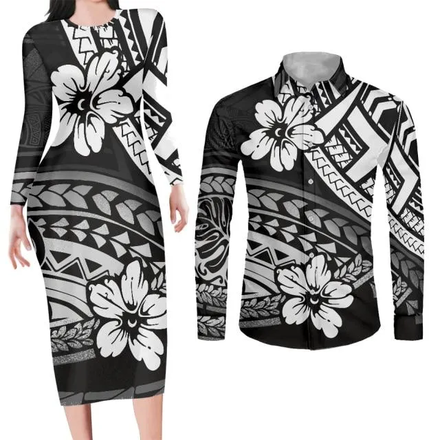 Couples Clothing Samoa Polynesian Floral Print