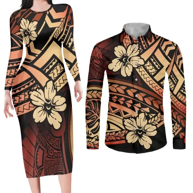 Couples Clothing Samoa Polynesian Floral Print