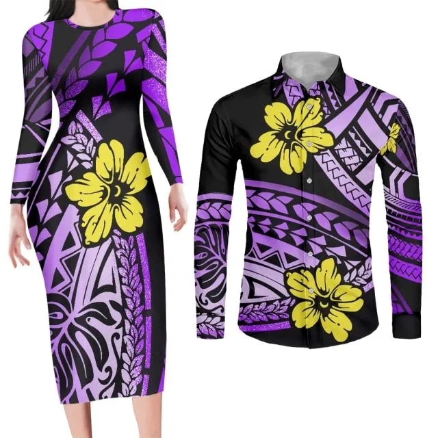 Couples Clothing Samoa Polynesian Floral Print