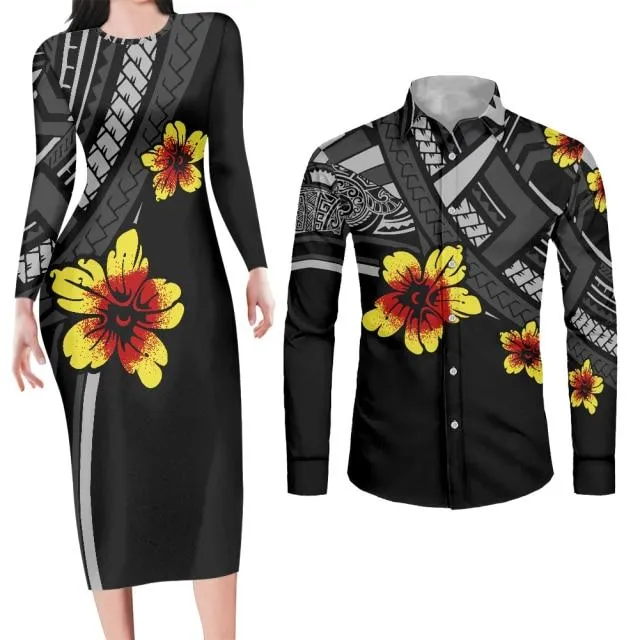 Couples Clothing Samoa Polynesian Floral Print